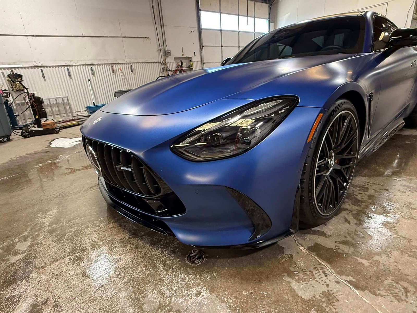 Blue Mercedes detailing finish