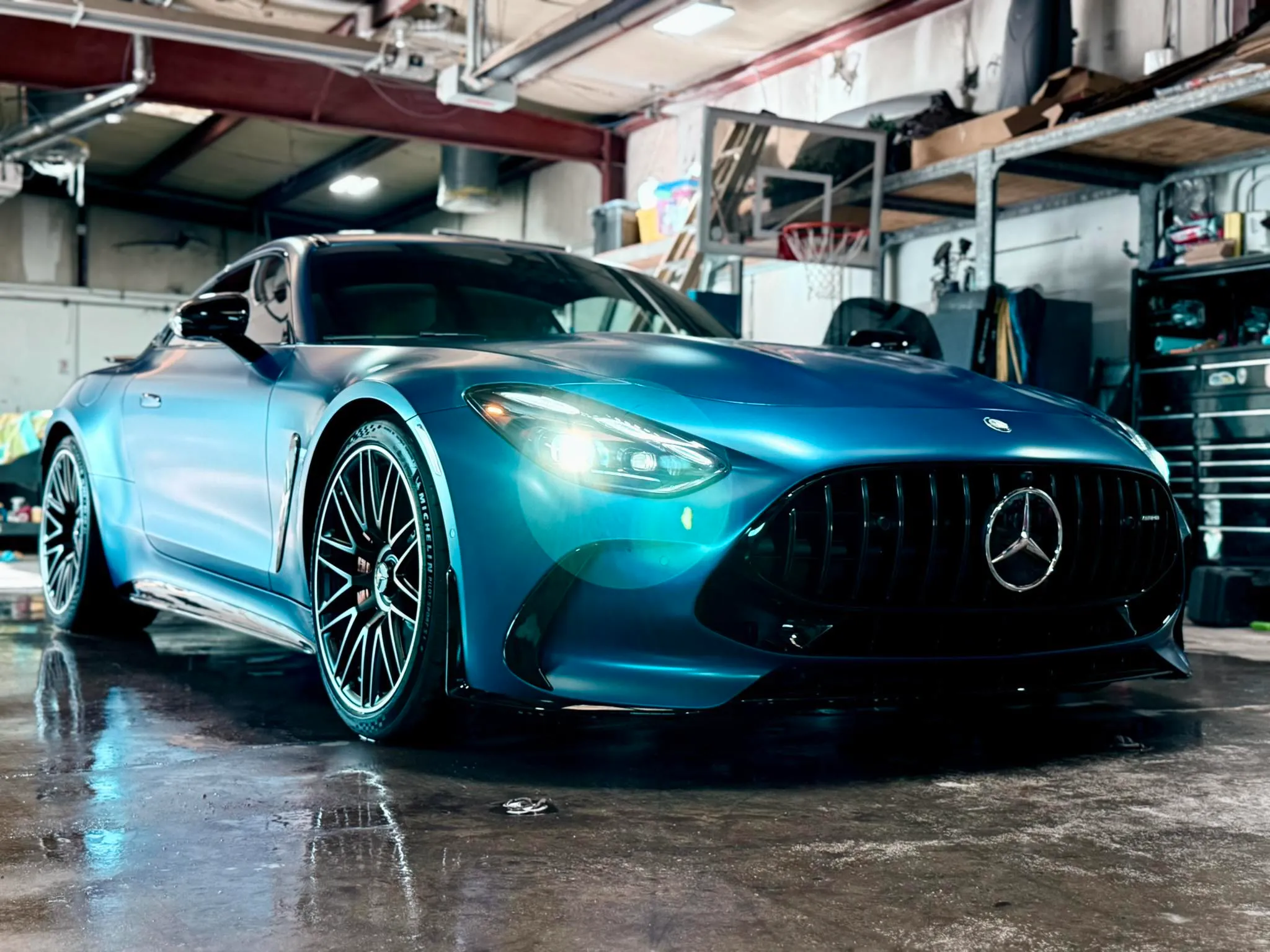 Blue Mercedes exterior detailing result by Prestige Auto Spa NM